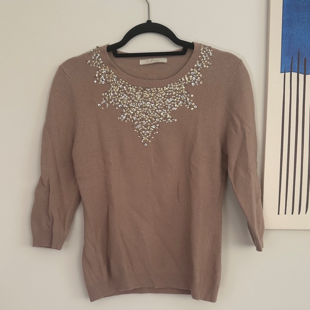 Chocolate Brand Taupe Sweater with Embellishments